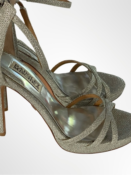 Badgley Mischka Shoes - Badgley Mischka Silver Glitter Strappy Heels in size 5